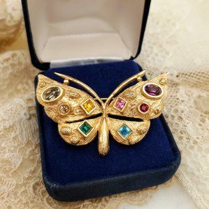 RARE DeNicola Butterfly Pin, Vintage Sparkly Figural Brooch